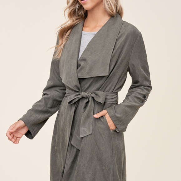 NWT Belted Wrap Coat in Olive - Picture 3 of 8